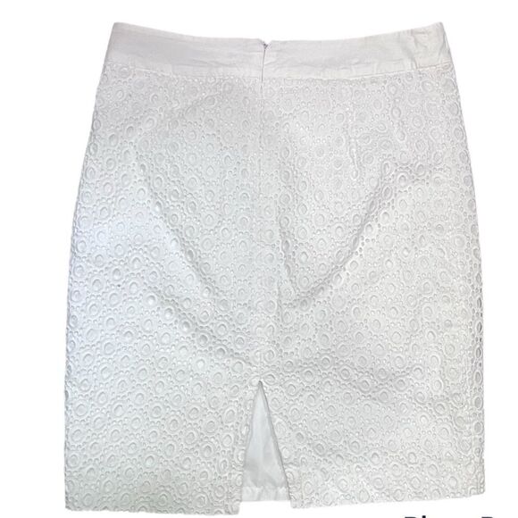 CALVIN KLEIN COTTON EYELET PENCIL SKIRT WHITE 4 PETITE - Picture 3 of 7